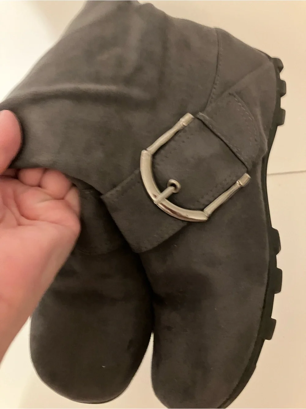 Source Unknown Dark Gray Over-the-Knee Buckle Boots